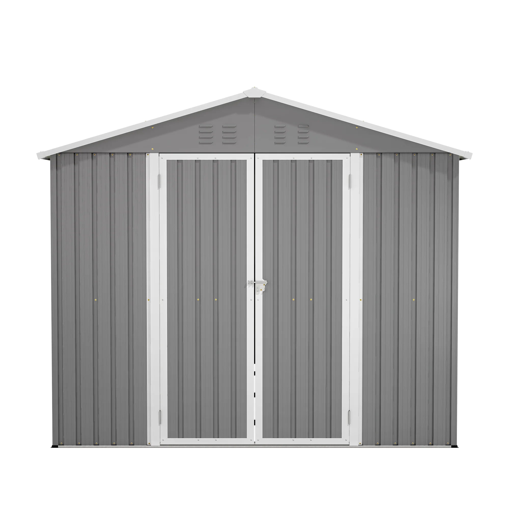 AECOJOY 8x12 FT Outdoor Metal Storage Shed with Additional Side Door, Large Tool Shed with 2 Lockable Doors